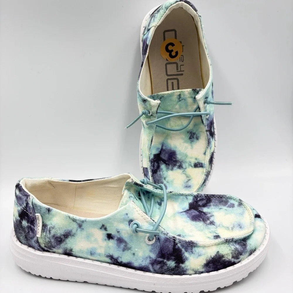 Hey Dude Wendy Youth Tie Dye‎ Ocean Storm Sz Y3-L4 Slip On Shoes Casual  School